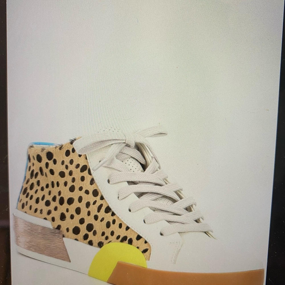 Dolce Vita Yellow Teal Metallic Calf Hair High Top Sneakers